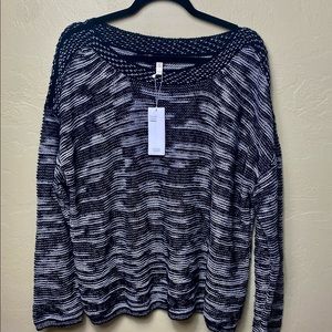Eileen Fisher Black and White Pullover Sweater, Size XL